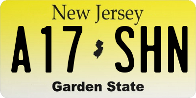 NJ license plate A17SHN