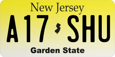 NJ license plate A17SHU
