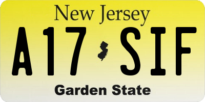NJ license plate A17SIF