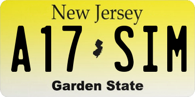 NJ license plate A17SIM