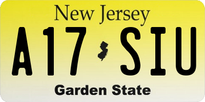 NJ license plate A17SIU