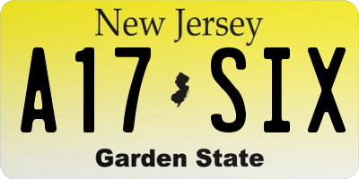 NJ license plate A17SIX
