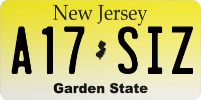 NJ license plate A17SIZ