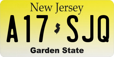 NJ license plate A17SJQ