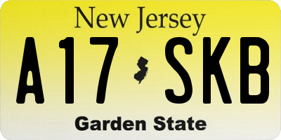 NJ license plate A17SKB