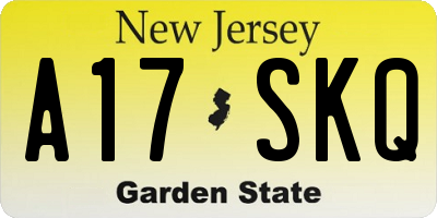 NJ license plate A17SKQ