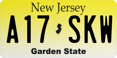 NJ license plate A17SKW
