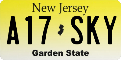 NJ license plate A17SKY