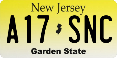NJ license plate A17SNC