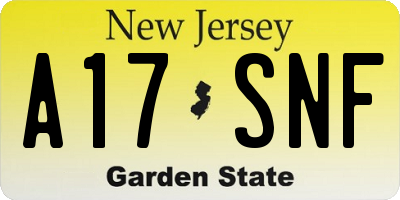 NJ license plate A17SNF