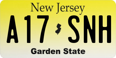 NJ license plate A17SNH