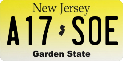 NJ license plate A17SOE