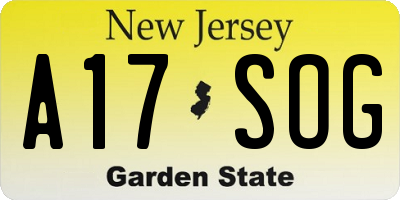 NJ license plate A17SOG