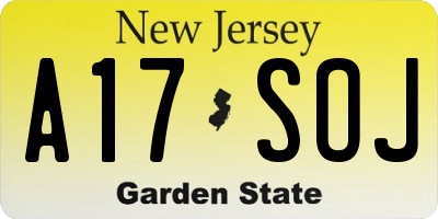 NJ license plate A17SOJ