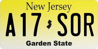 NJ license plate A17SOR