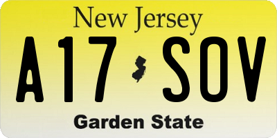 NJ license plate A17SOV