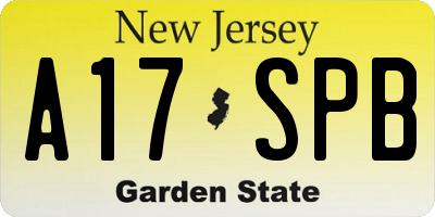 NJ license plate A17SPB