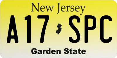 NJ license plate A17SPC