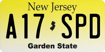 NJ license plate A17SPD
