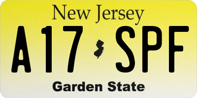 NJ license plate A17SPF