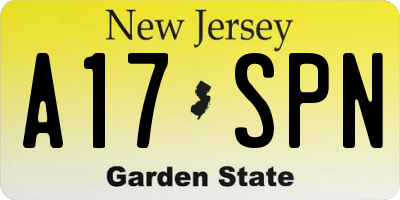 NJ license plate A17SPN