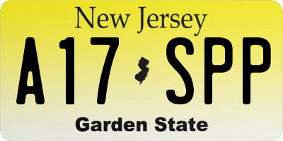 NJ license plate A17SPP