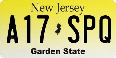 NJ license plate A17SPQ