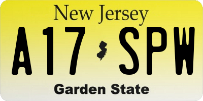 NJ license plate A17SPW
