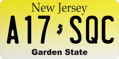 NJ license plate A17SQC