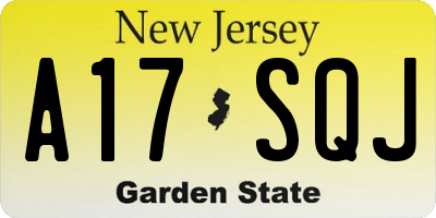 NJ license plate A17SQJ