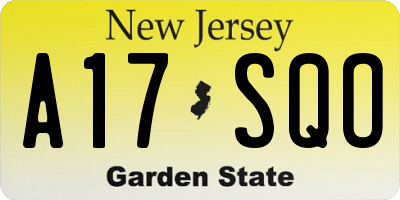 NJ license plate A17SQO