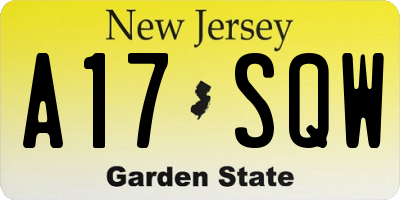 NJ license plate A17SQW