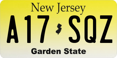 NJ license plate A17SQZ