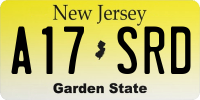 NJ license plate A17SRD