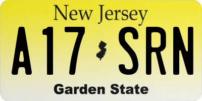 NJ license plate A17SRN