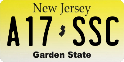 NJ license plate A17SSC