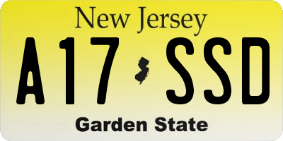 NJ license plate A17SSD