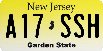 NJ license plate A17SSH