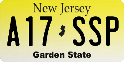 NJ license plate A17SSP
