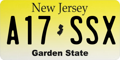 NJ license plate A17SSX