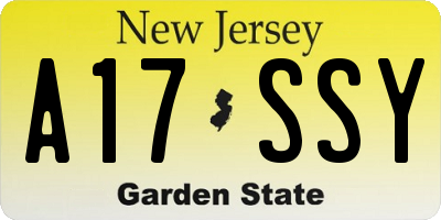 NJ license plate A17SSY