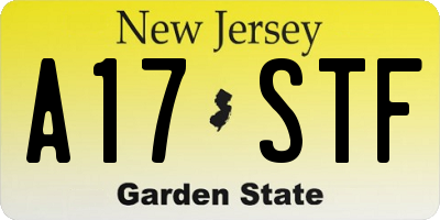 NJ license plate A17STF