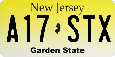 NJ license plate A17STX