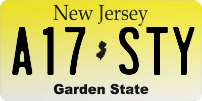 NJ license plate A17STY