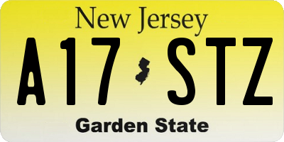 NJ license plate A17STZ