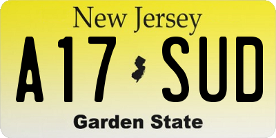 NJ license plate A17SUD