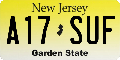 NJ license plate A17SUF