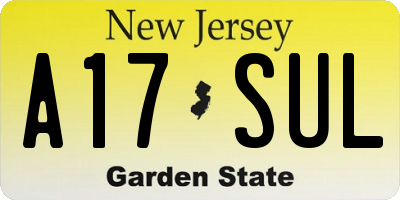NJ license plate A17SUL
