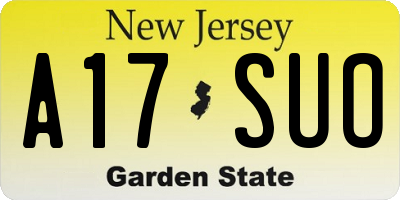 NJ license plate A17SUO