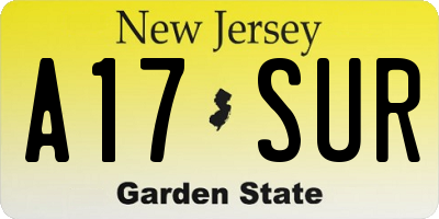 NJ license plate A17SUR